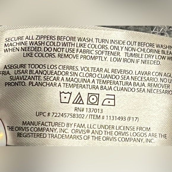 Orvis Mens Fleece vest Full Zip Gray side pockets logo drawstring - Picture 7 of 7